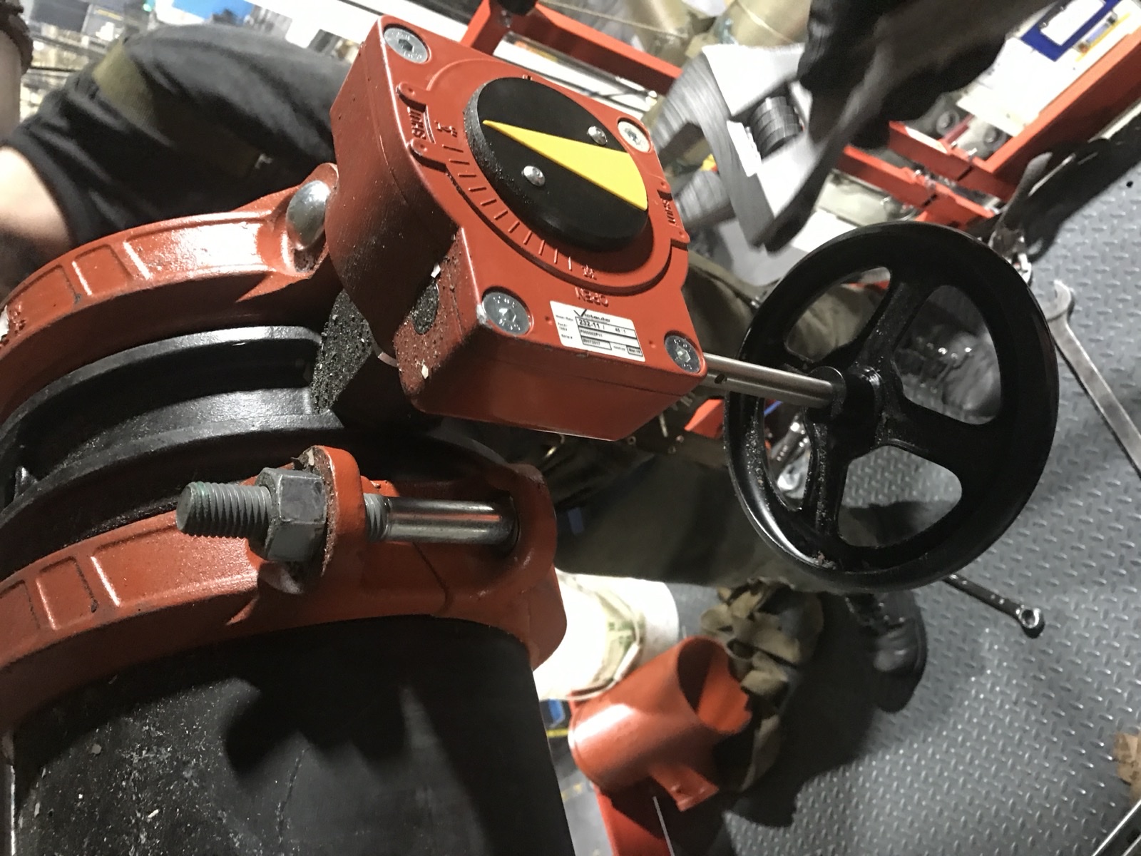 Grooved butterfly valves and industrial pipe couplings installed by Swiss Mountain Mechanical